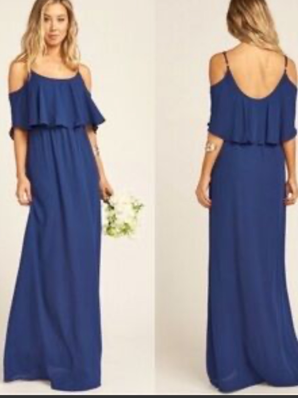 Show me your MuMu Cold-Shoulder Navy Blue Caitlyn Maxi Dress S
